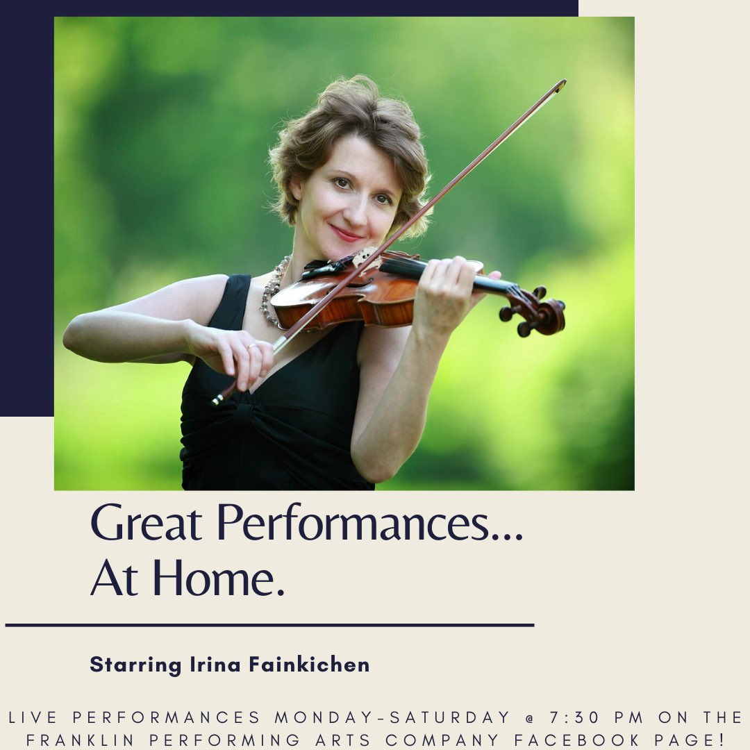 fpac_online's tweet photo. Irina Fainkichen is back on Great Performances... At Home TONIGHT live at 7:30 pm EST on the Franklin Performing Arts Company Facebook page! https://t.co/IDM6k9ZFFA