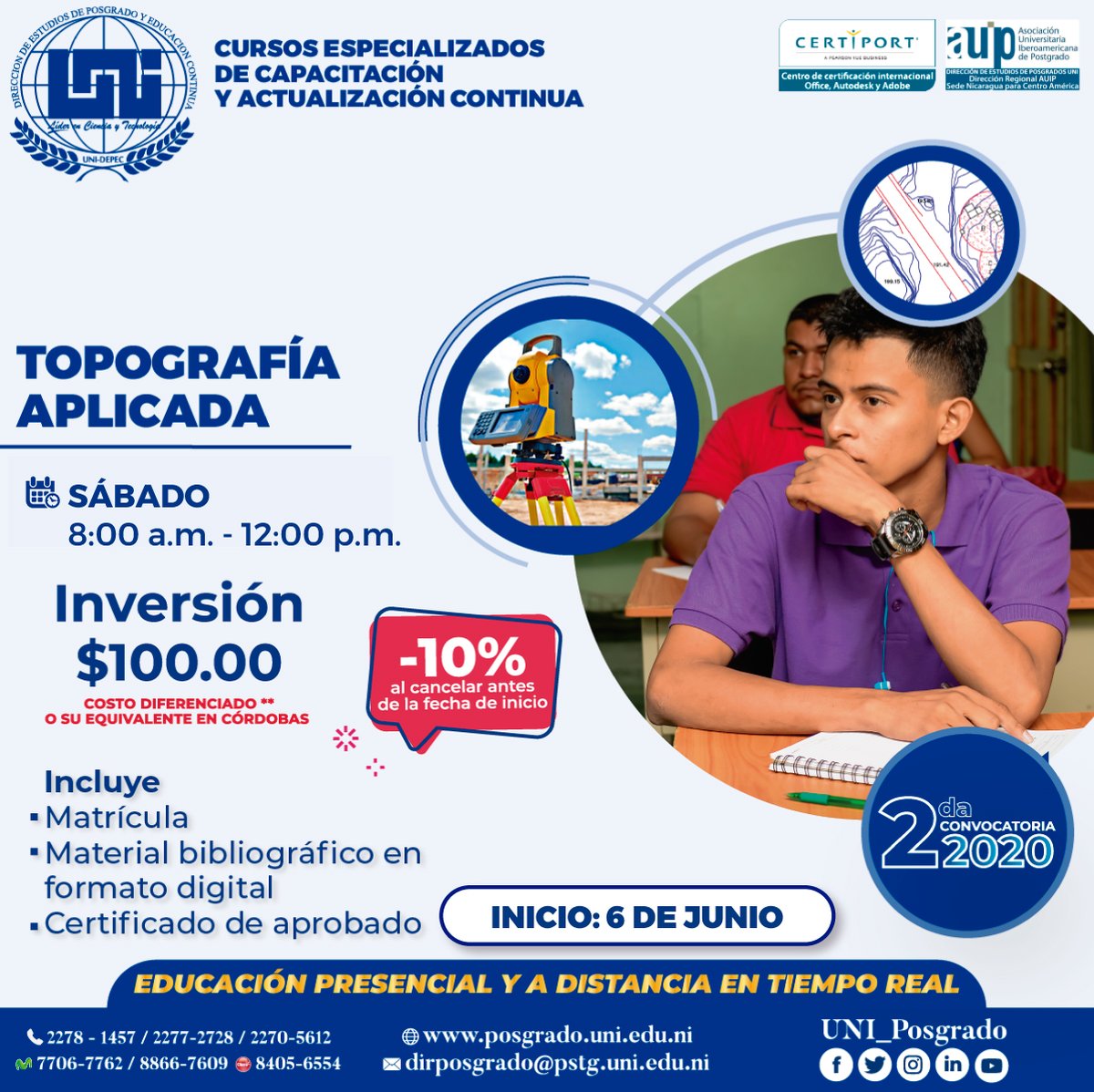 Uni_Posgrado's tweet image. #Curso en #Topografía #Aplicada.

💻📍Aprovecha nuestros descuentos al cancelar antes de la fecha de inicio de nuestra 2da Convocatoria de Cursos Especializados 2020 😃