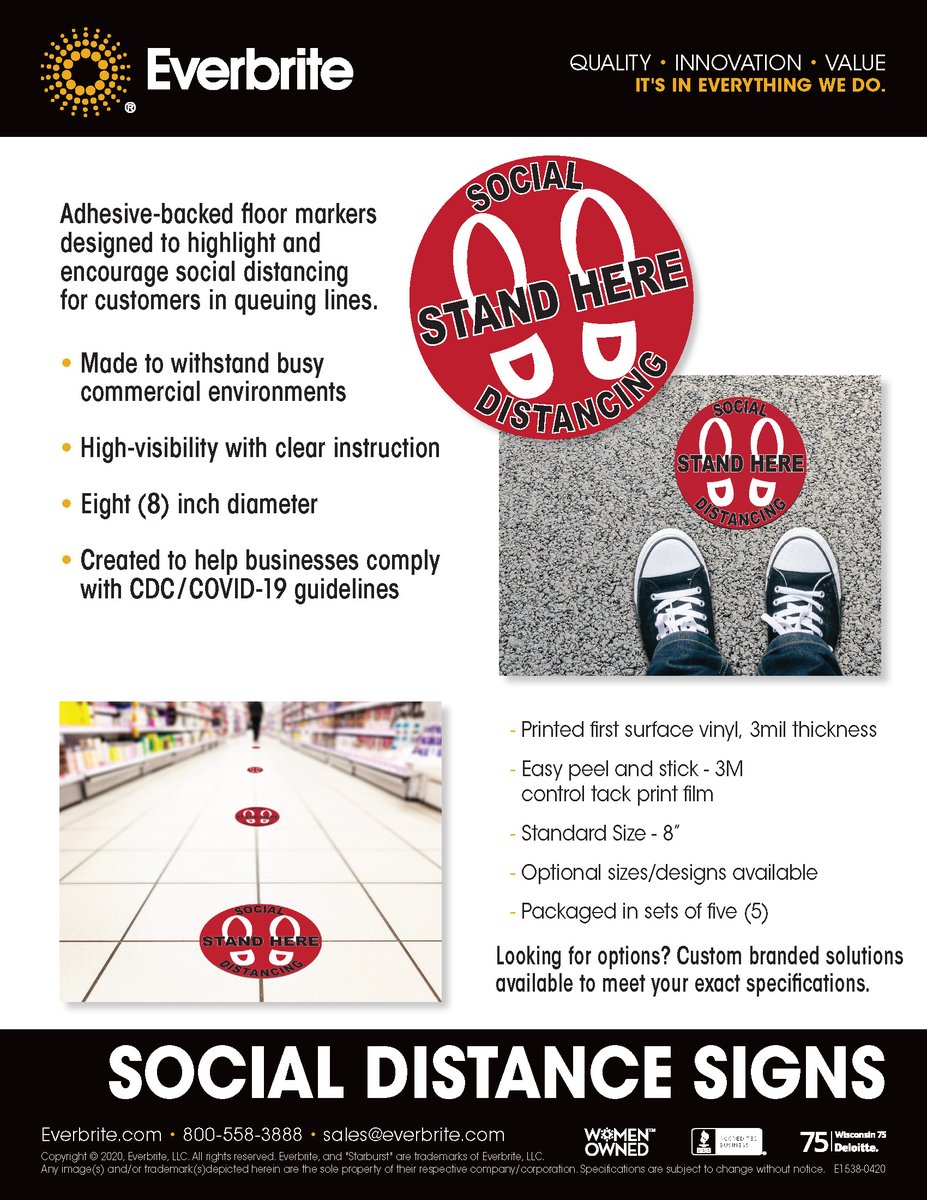 EverbriteLLC's tweet image. Whether it’s at the grocery store or restaurant, distancing is still key these days. If your business has a need for professional-looking floor markers, please let us know. Be safe! #CPMGcovidsolutions #staysafe #bewell #stayathome #signs #signinstall #signage #everbritepride