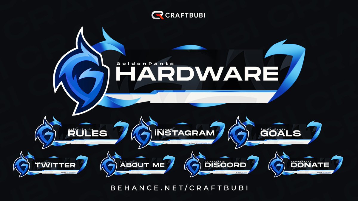 Custom Twitch Panel for @GoldenPants66 ⚡️

🖼️Portfolio: be.net/craftbubi
📩DM me to Order your custom Design.

Support and Feedback is Appreciated! 💖