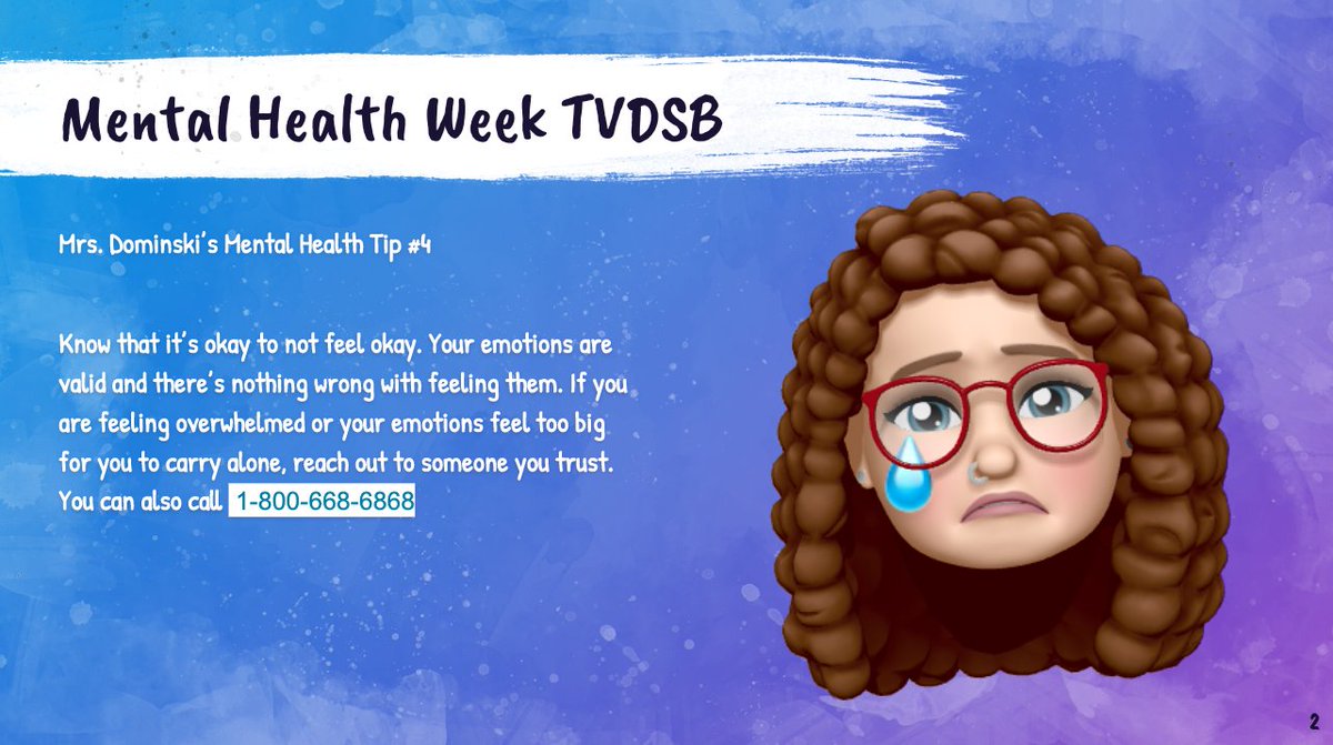 SarahDominski1's tweet photo. Here's my #MentalHealthWeek Tip #4, posted in my Google Classrooms and also here for you all to see! @TVDSBcares https://t.co/yeoYgtzZrT