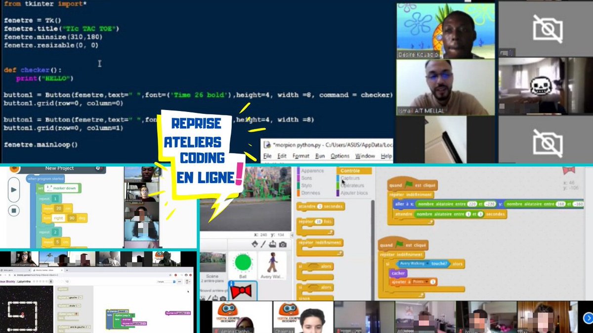 Happy_Coders's tweet image. #CodingatHome
👉🏽En Mai, tout un programme concocté pour nos mini coders 👨🏼‍💻👩🏽‍💻
#AtelierEnLigne #kidscoding #Scratch #Python #Piksel