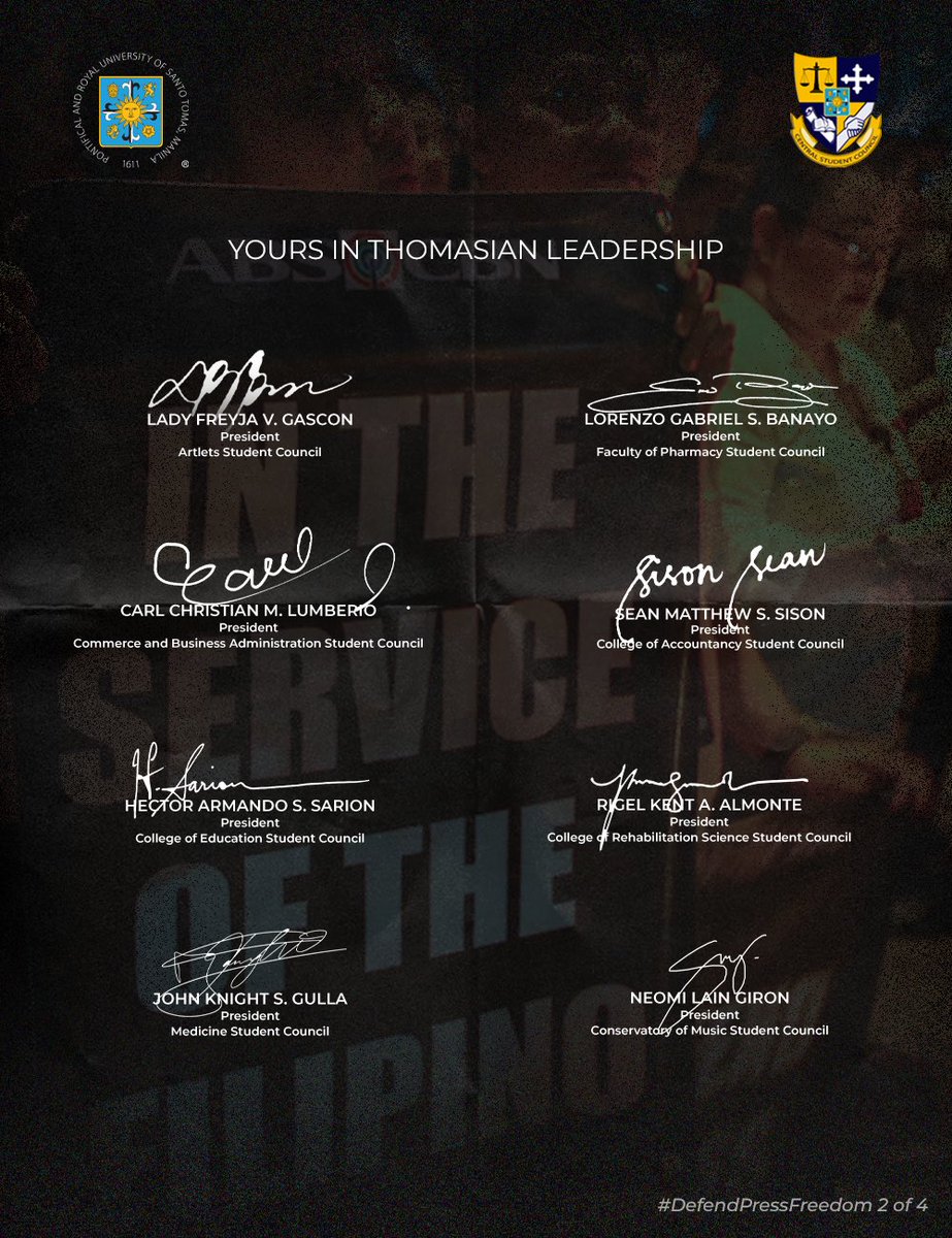 ust_csc's tweet image. Board by:
Gabriele De Lara

#NoToABSCBNShutDown
#DefendPressFreedom
#CSCFartherAndFurther