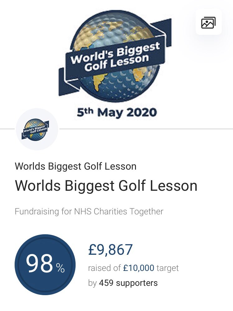 Fantastic to be a part of the World Record of 50,113 people who viewed the 500 coaches that took part in the World's Biggest Golf Lesson

We are now at £9,867 so only £133 short of our target of raising £10,000 for the NHS Charities Together

<a href="/BiggestGolf/">WorldsBiggestGolfLesson</a> 
justgiving.com/fundraising/wb…