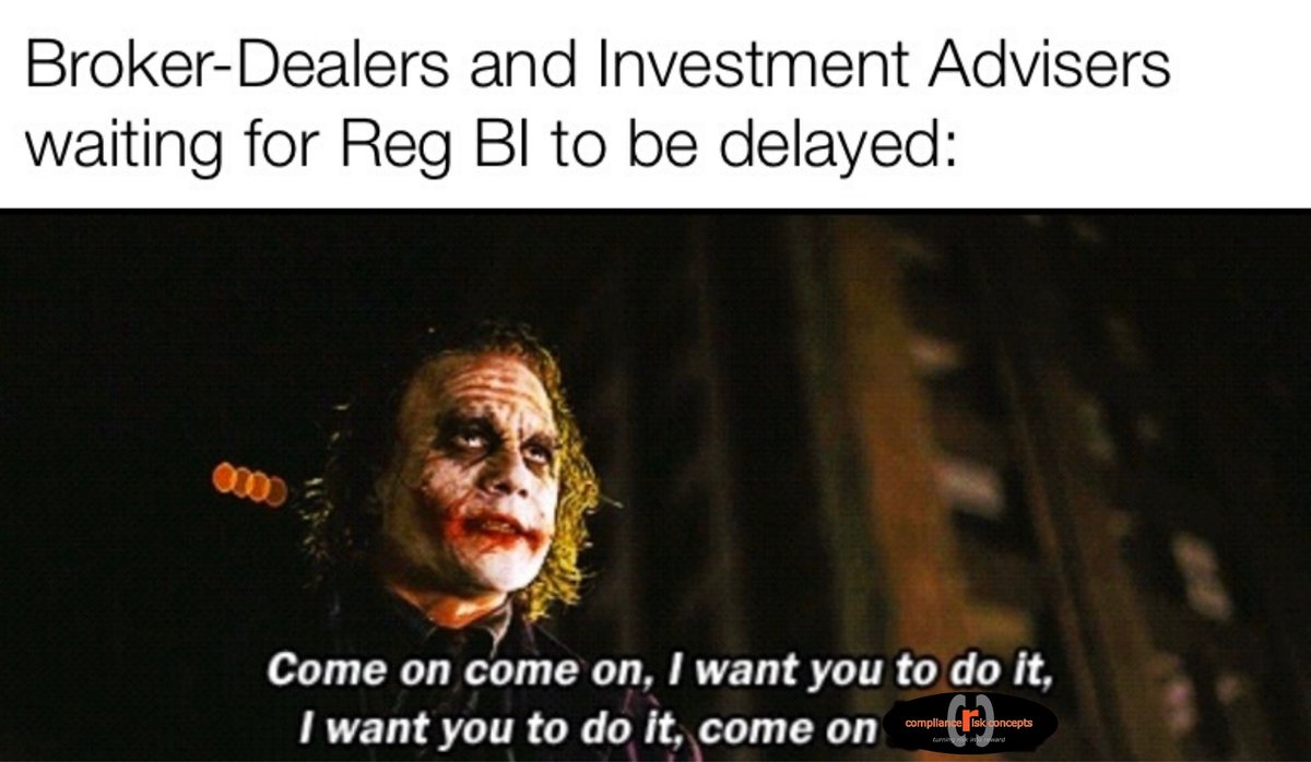 C_R_Concepts's tweet photo. Reg BI is coming... Eventually... #RegulationBestInterest #Compliance https://t.co/JQfferpL8y