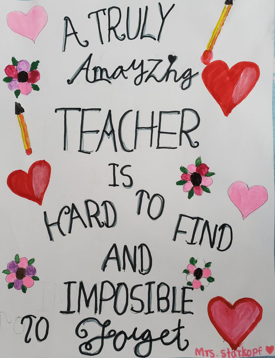 SStarkopf's tweet photo. Thank you to my students who made me feel so loved this week! I loved your letters, cards and drawings! It is an honor to be your teacher! @sussman_howard @EllianEydis #63success #cougarcountry https://t.co/QCEj7d1N78