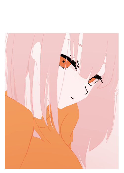 1girl solo pink hair orange shirt looking at viewer long hair shirt  illustration images