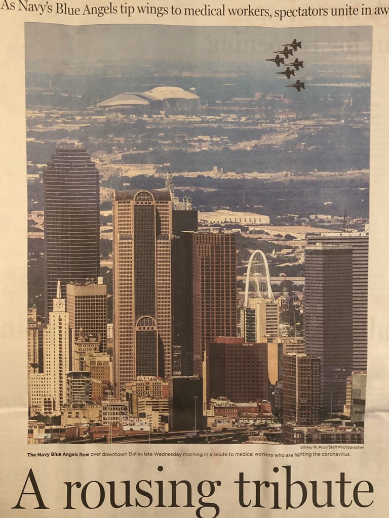 Nursenancy80's tweet photo. Because I was home, I was lucky to witness the Blue Angel’s fly over as a salute to medical workers. I salute my GISD nurse leaders for working so hard for us, the district and community. #GISDnursesgive #GISDAlwaysConnected @GISDleadnurse @GISDhealth https://t.co/npsYGUweYP