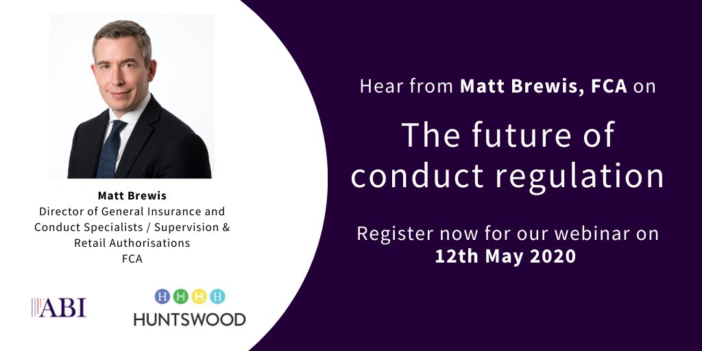 The_ABI_UK's tweet photo. We're delighted that Matt Brewis of the @TheFCA will be delivering a keynote during the ABI’s ‘The future of conduct regulation’ webinar in next week. Book your place now for #ABIConduct on 12 May in association with @Huntswood 👉https://t.co/ZAYrwlBp8I https://t.co/tRKguVvE85