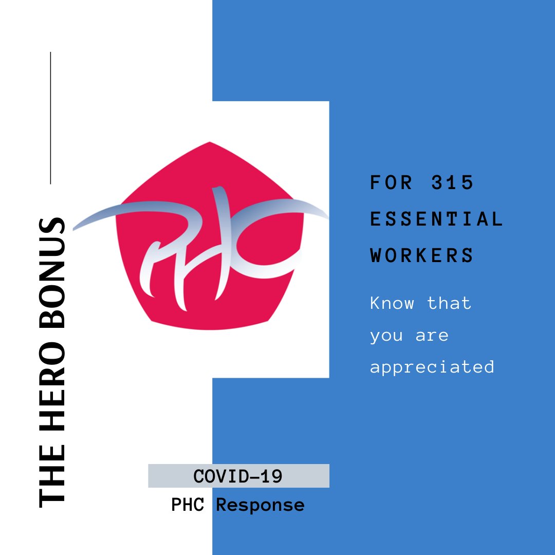 PHC_of_NC's tweet photo. We would like to express our gratitude to all our employees, who were deemed 'Essential Workers' during the COVID-19 pandemic. We are pleased to present our employees with a Hero Bonus.   #HeroBonus #EssentialWorker #ThisIsPHC #COVID19 https://t.co/WcyQ2uhqCS