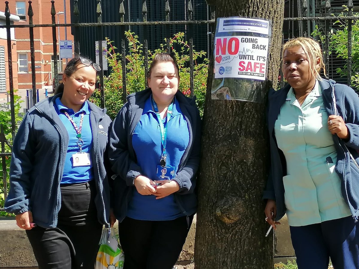 Manchester_SUTR's tweet photo. Outside #Manchester. MRI hospital #MigrantsMakeOurNHS @AntiRacismDay @RabnawazA #NoReturnUnsafe #FiveTests #DefendNHS #StayHomeSaveLives #PPENow #PeopleBeforeProfit #MigrantsMakeOurNHS @worker_group https://t.co/qCBdPFPJZL