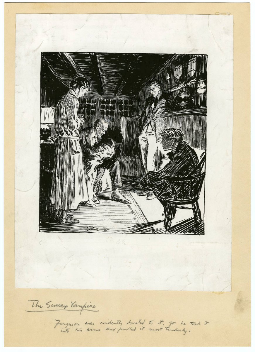 A tender moment, beautifully lit by Steele in this 1925 illustration for "The Sussex Vampire" held  @SherlockUMN  @umnlib. We long to cradle our own grandchildren, as you might wish for a tender hug by those dear to you. That day will come. Stay the course!  http://purl.umn.edu/99274 