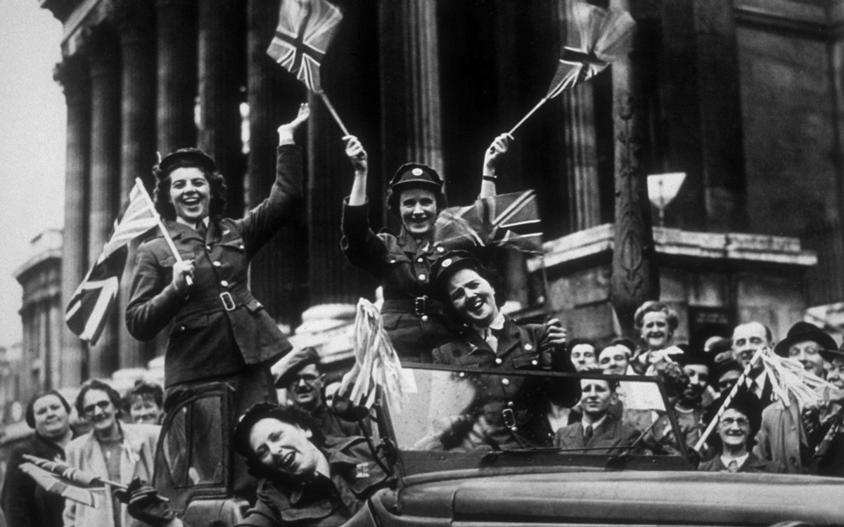 EAEmployers's tweet photo. To celebrate the military surrender by Germany, hundreds of people held parties and danced in the street.  For many the celebrations were bitter sweet as they were mourning the loss of loved ones and some were still engaged in combat #VEDay75 #RememberingThem #BankHoliday #VEDAY https://t.co/N08UNQJPxU