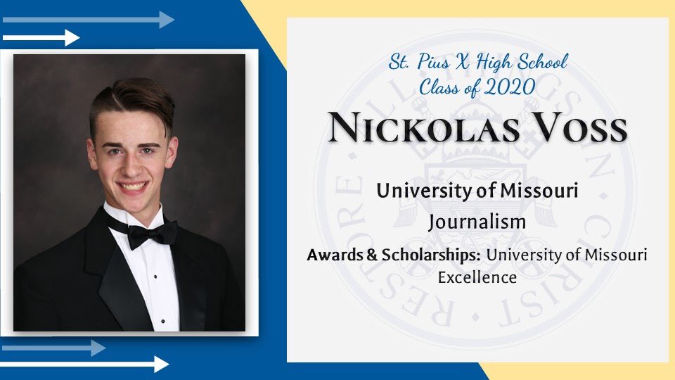 stpiusxhskc's tweet photo. Congratulations Nick!
ππClass of 2020ππ
#spxkc #spxclassof2020 #foreverwarrior https://t.co/HfKVf4vq2r