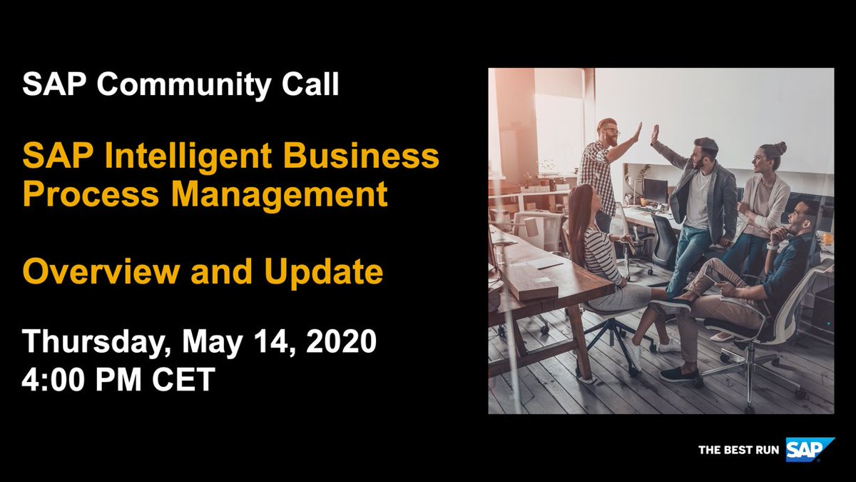 s_schluchter's tweet photo. Join our @SAPCommunity Call "SAP Intelligent Business Process Management - Overview and Update" next Thursday. #sapcp #workflow #businessrules #processvisibility #SAPIntelligentBPM
https://t.co/KCscAJppwr https://t.co/b7K7PfvRgp