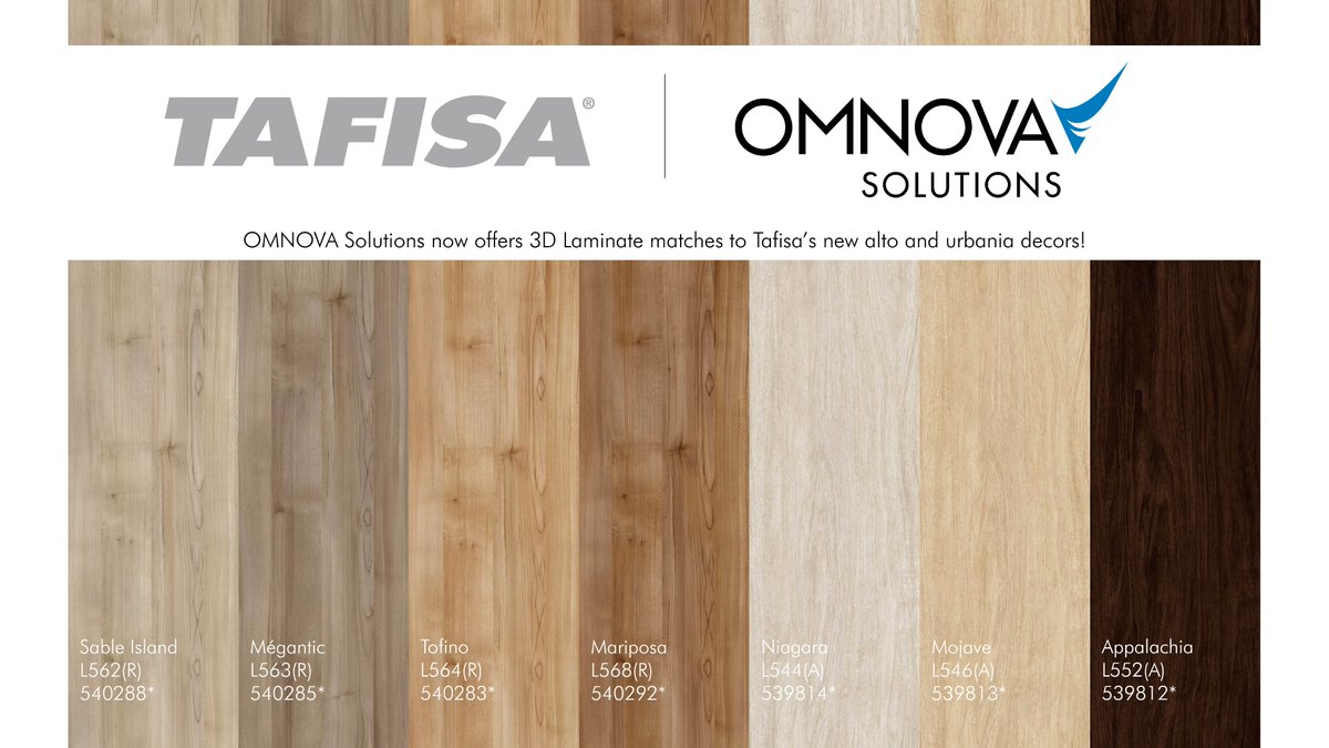 TafisaCanada's tweet photo. Here is some positive news during this challenging time; Introducing the newest Tafisa &amp; Omnova Solutions TFL/3D Laminate colour matches!
https://t.co/gbkRoqSmsK

#3DL #Laminates #TFL #homedecor #wooddesign https://t.co/pDsFjtHGBR