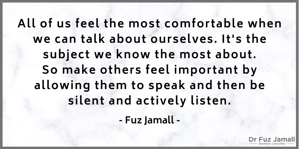FuzJamall's tweet photo. “All of us feel the most comfortable when we can talk about ourselves. It's the subject we know the most about. So make others feel important by allowing them to speak and then be silent and actively listen.” - FJ

#quoteoftheday #listen #importance https://t.co/j2Kwm1IfYq