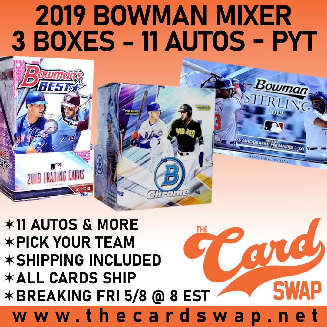SwapTheCard's tweet photo. We’re back! Kicking things of with a 2019 Gold Label and High Tek Mixer Tonight at 8 est with a few spots left. Hope to see you there!
https://t.co/drcWf0lXQK
#boxbreaks #groupbreaks #thehobby #collect #mlb #baseballcards #whodoyoucollect #bowman #goldlabel #hightek #prodebut https://t.co/tiivSy8bXB