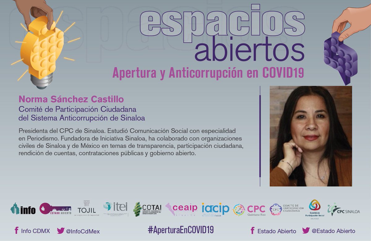 MaricarmenNava's tweet image. ¿Qué les toca a los sistemas anticorrupción aportar y prever en emergencia sanitaria por #Covid_19?

@SchezNorma @DraLuciaAlmaraz @CynthiaDehesa @JAlatorreGDL en webinar #AperturaEnCOVID19 de #EspaciosAbiertos por @Estado_Abierto dsd @InfoCdMex

Regístro👇🏽
us02web.zoom.us/webinar/regist…
