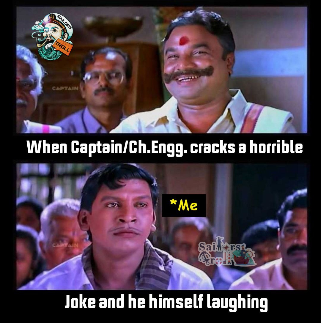 Sailors_troll's tweet photo. When Captain or Chief engineer tries to be funny 😂 😂 😂 
#repost @sailors_troll 
#sailorsparithabangal #maritimo #merchantmarine #seafarers #captain #chiefengineer #sailor #seaman #shiplife #sailorstroll #kapal #dagat #lifeonship #cruisecaptain #yatchcaptain #marinememes https://t.co/XXa0KugH8d