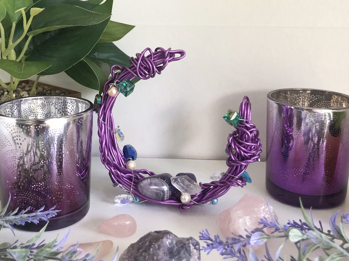 DesignsTiffany's tweet photo. Excited to share this item from my #etsy shop: Purple Hanging Crescent Moon Crystal Display Suncatcher Witchy Altar Space Bohemian https://t.co/TqUF8R5Rsg
#moon #moondecor #shopsmall #boho #magic #nursery #crystals #witchydecor #purple #accents #moonchild #crystaldisplay #gifts https://t.co/9gd7uqUKkK