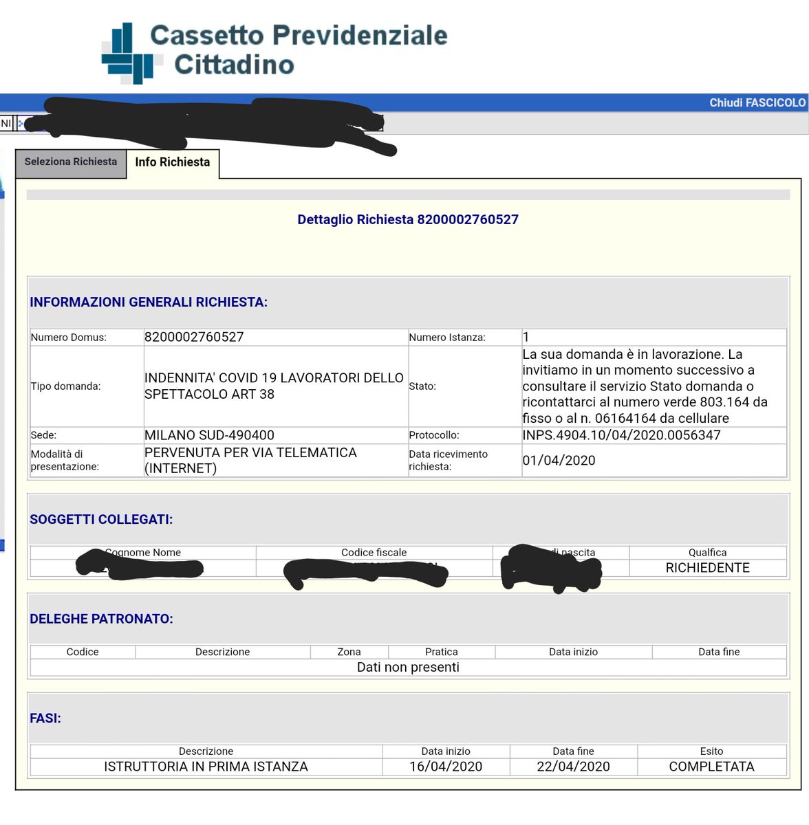 N_bol's tweet photo. @INPS_it @federic75005963 @Brinxio @GiuseppeConteIT Vorrei capire se con " istanza conclusa il 22 aprile" si intende che il prossimo passaggio è il bonifico. Grazie https://t.co/5lSVqomW5D