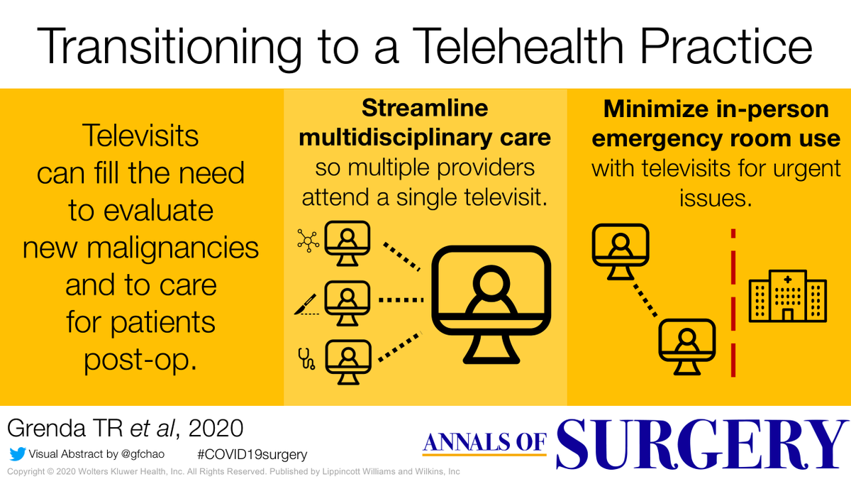How can you set up a telehealth practice for #COVID19Surgery? A new article by <a href="/tygrenda/">Tyler Grenda</a> Sung Whang <a href="/NateEvansMD/">Nathaniel R. Evans III, MD</a> 

journals.lww.com/annalsofsurger…

#telemedicine #telehealth #lcsm #TelemedNow #SurgOnc #ThoracicSurgery <a href="/TJUHospital/">Jefferson Health</a>