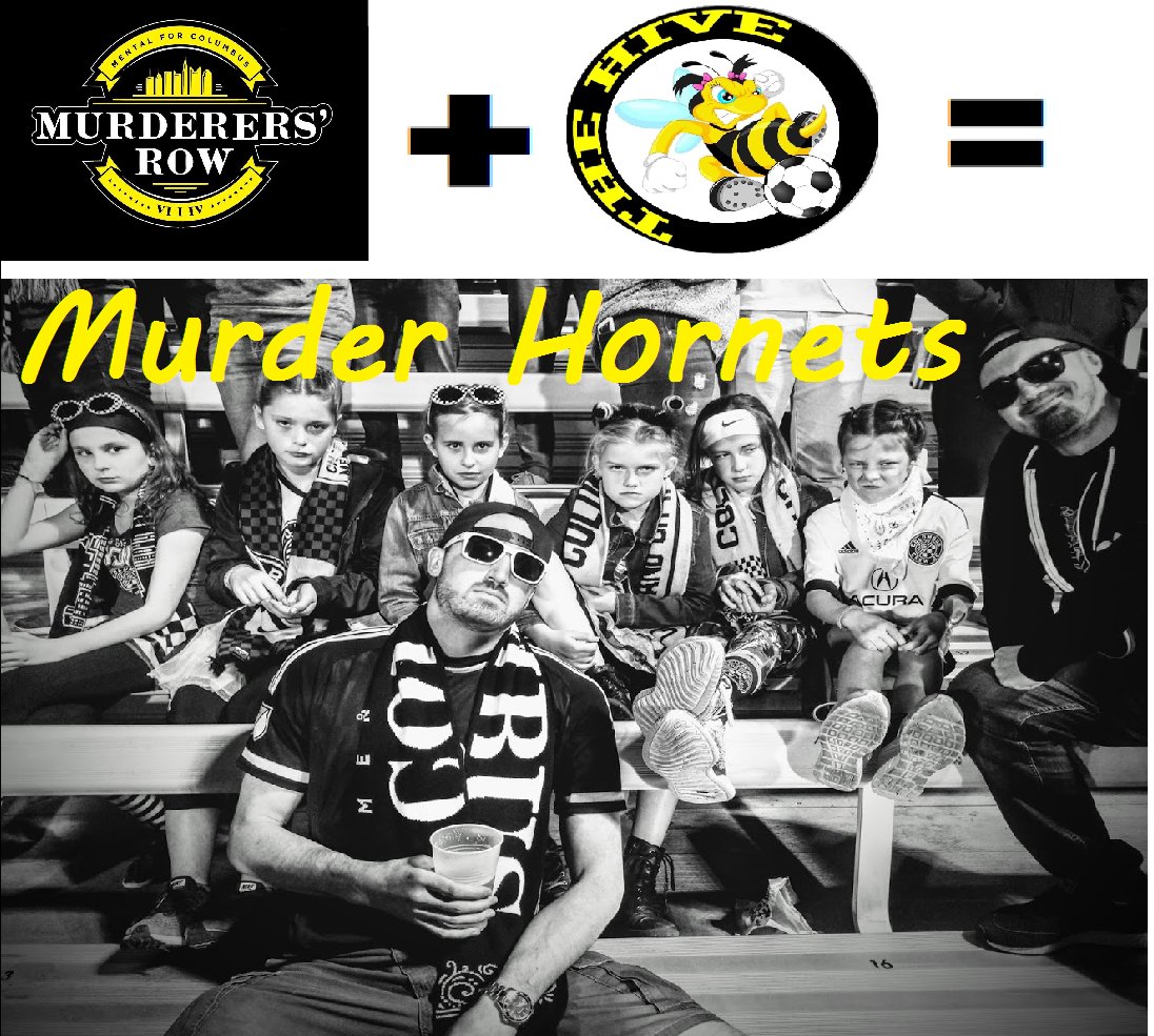 TheHive614's tweet photo. Just when they thought it was safe to go back to #crew96 matches, Two of the greatest supporters groups the world has ever seen @MurderersRow614  and @TheHive614 join forces to bring pure fear to our rivals.  #MurderHornets #KillerBees #BeeScared #Nordecke https://t.co/wovnD5mgm0