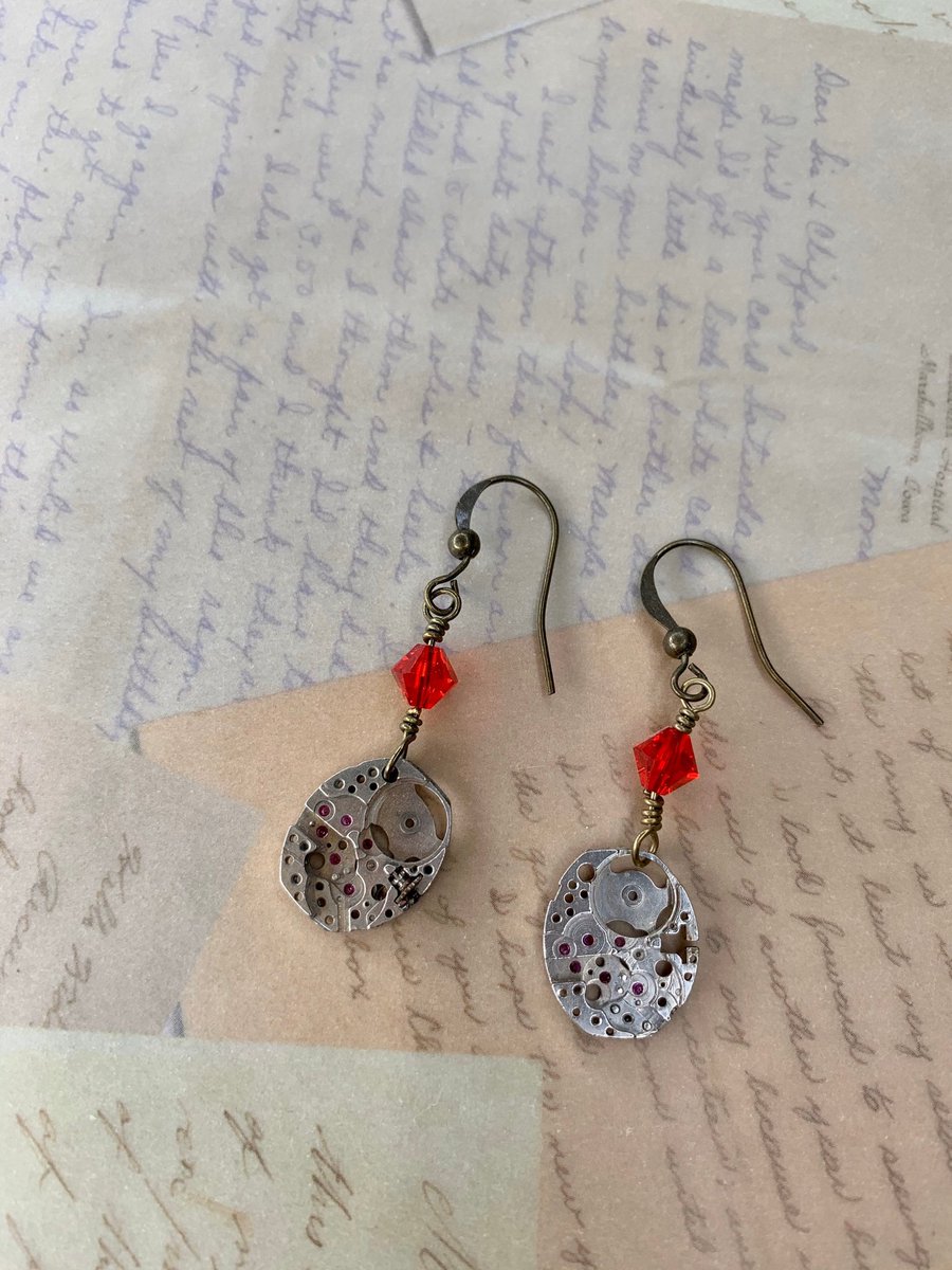 Excited to share this item from my #etsy shop: Steampunk clockwork dangle earrings #steampunk #clockpartsearrings etsy.me/3cbcGOo
#steampunk #antiquewatchmovements