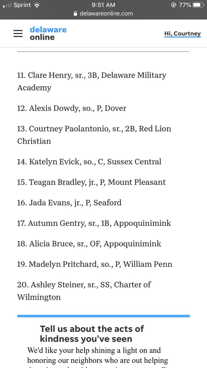 DMA_Softball's tweet photo. DMA has 4 players ranked in the top 11 in the state!! Way to go girls. Check out the article on Delaware Online for more info 🥎 I will link the article in the replies. https://t.co/mpg5fdi97p