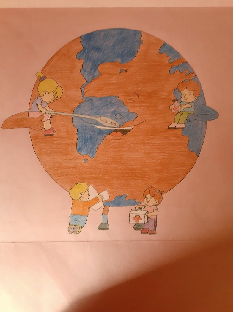 IesGustavo's tweet photo. 🌍Nuestros alumnos de 1ESO se suman a la celebración del Día de la Tierra para concienciarnos de la importancia de cuidarla. 🌎❣️#Algete #DiaDeLaTierra  #Educacion #Envinronment #CuidaDelPlaneta https://t.co/066z84gfAN