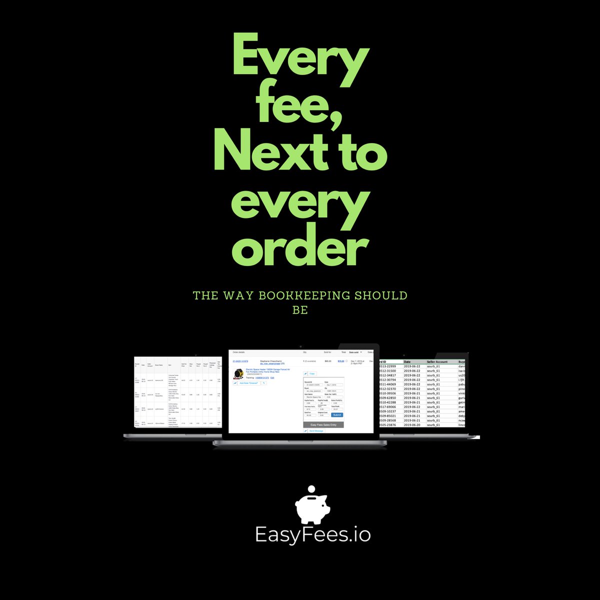 easyfees's tweet image. Something New is coming to eBay bookkeeping. No more scouting through pages to find all your fees no more guessing sales tax, or paypal fees, simple and easy the way bookkeeping should be @eBay