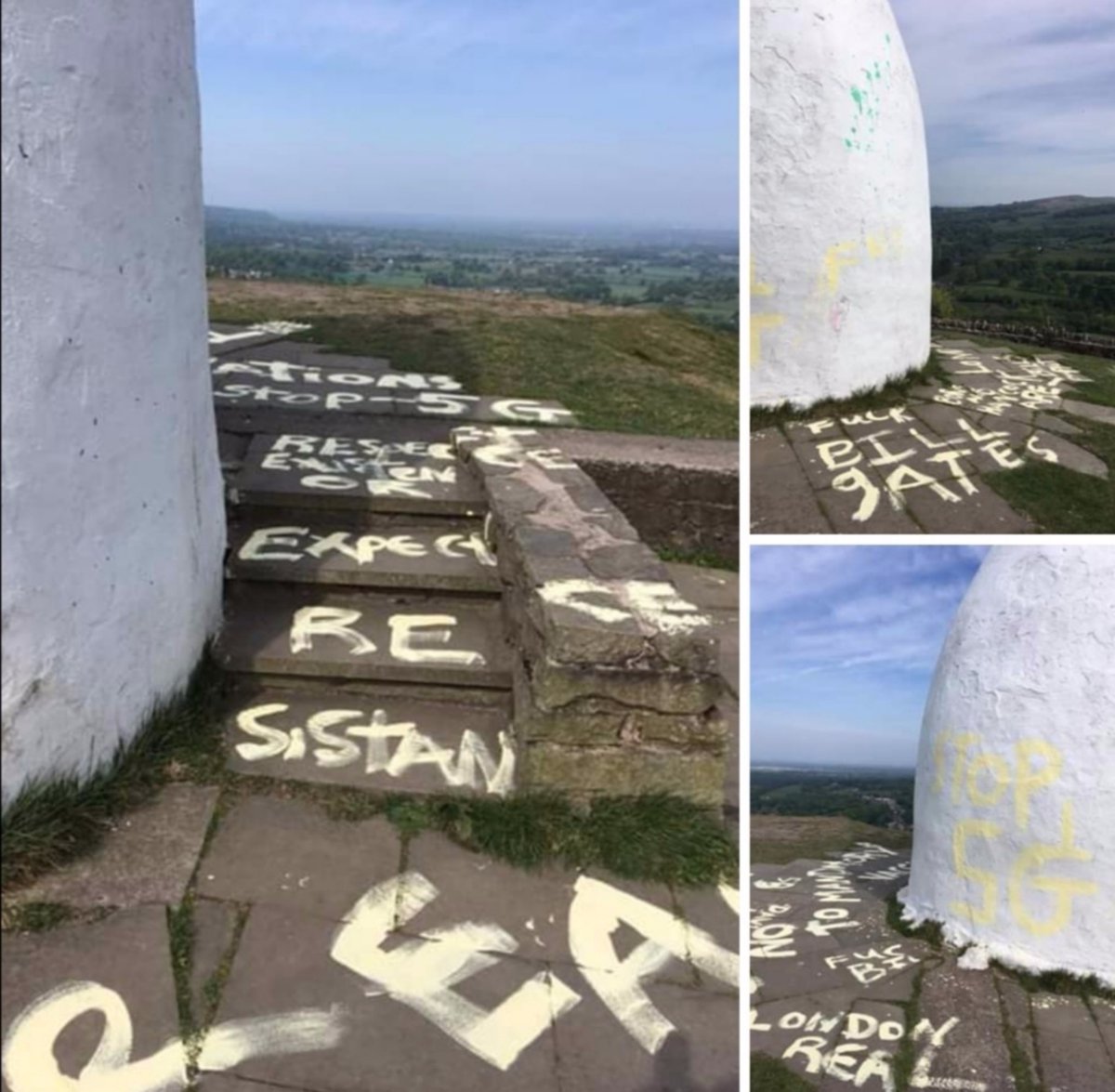 CheshPolRural's tweet photo. RCT: Do you know who did this to White Nancy on #Kerridge Ridge overlooking #Bollington? 

It's on the National Heritage List for England as a designated Grade II listed building, so it's a #HeritageCrime too. This kind of damage is devastating for the community. #RuralCrime https://t.co/CCDPQZyqde