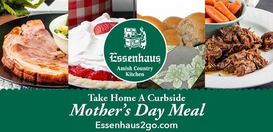 Essenhaus's tweet photo. Today is the day! Mother's Day Curbside Meals are available to order online at https://t.co/wNdsICp8RL, today until 5pm. Treat mom to a homemade Essenhaus meal this holiday. https://t.co/7ahiJVm9cU