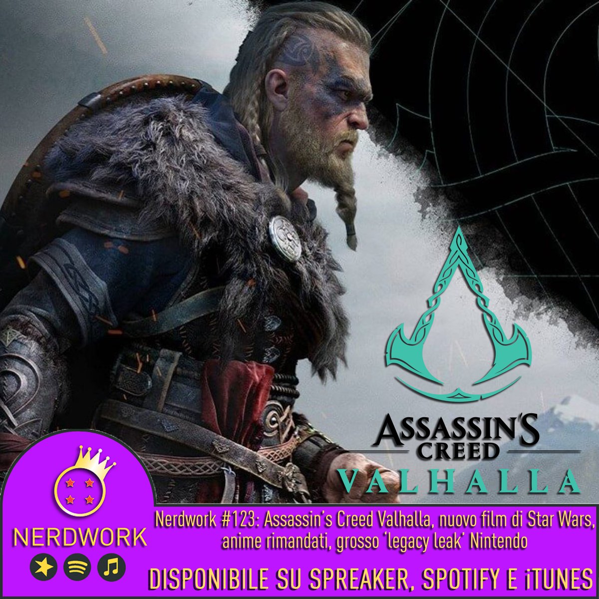 Nerdwork2014's tweet photo. PUNTATA 123! 
Oggi parliamo del primo trailer di #AssassinsCreedValhalla, dell'annuncio di un nuovo film di #StarWars, degli anime rimandati a causa della pandemia e infine del grosso "legacy leak" di #Nintendo: cosa vuol dire? 

- SPREAKER: https://t.co/brnurEU5zb https://t.co/uCQAWYXDtN