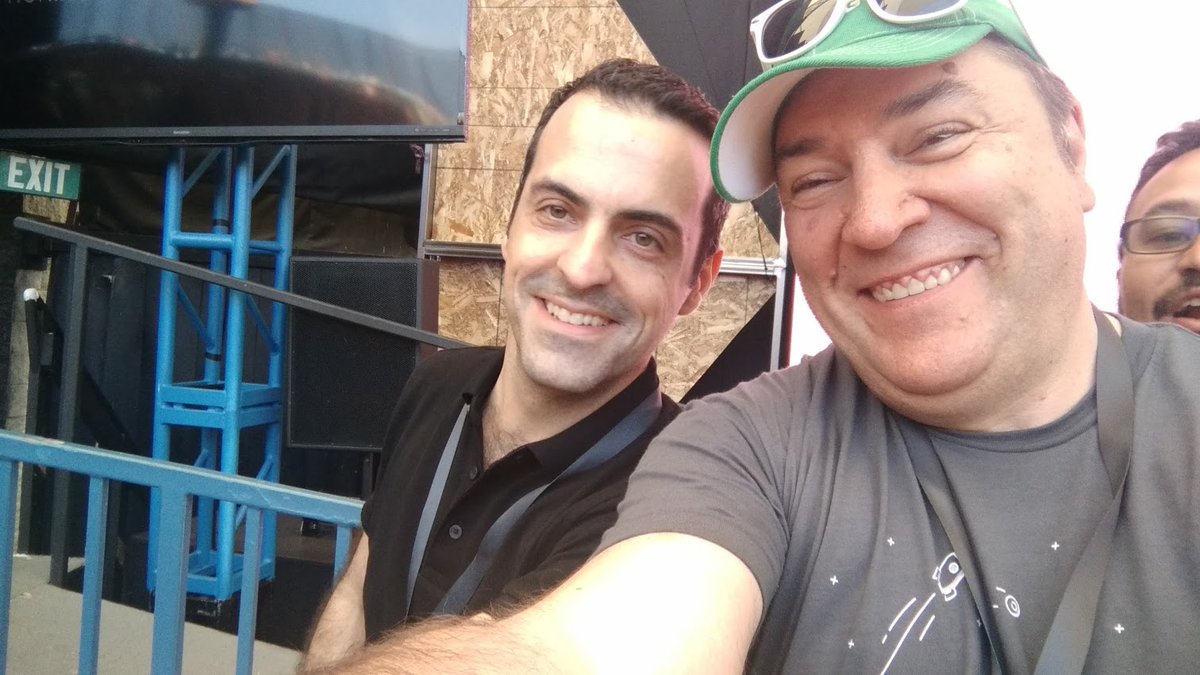IOweekproject's tweet photo. Always ask for a selfie to the people, they will have an smile for you, Hugo Barra is with @andreuibanez  here (and @reiaguilera that photobombs happily) #IOweek https://t.co/af6V8a8lqZ