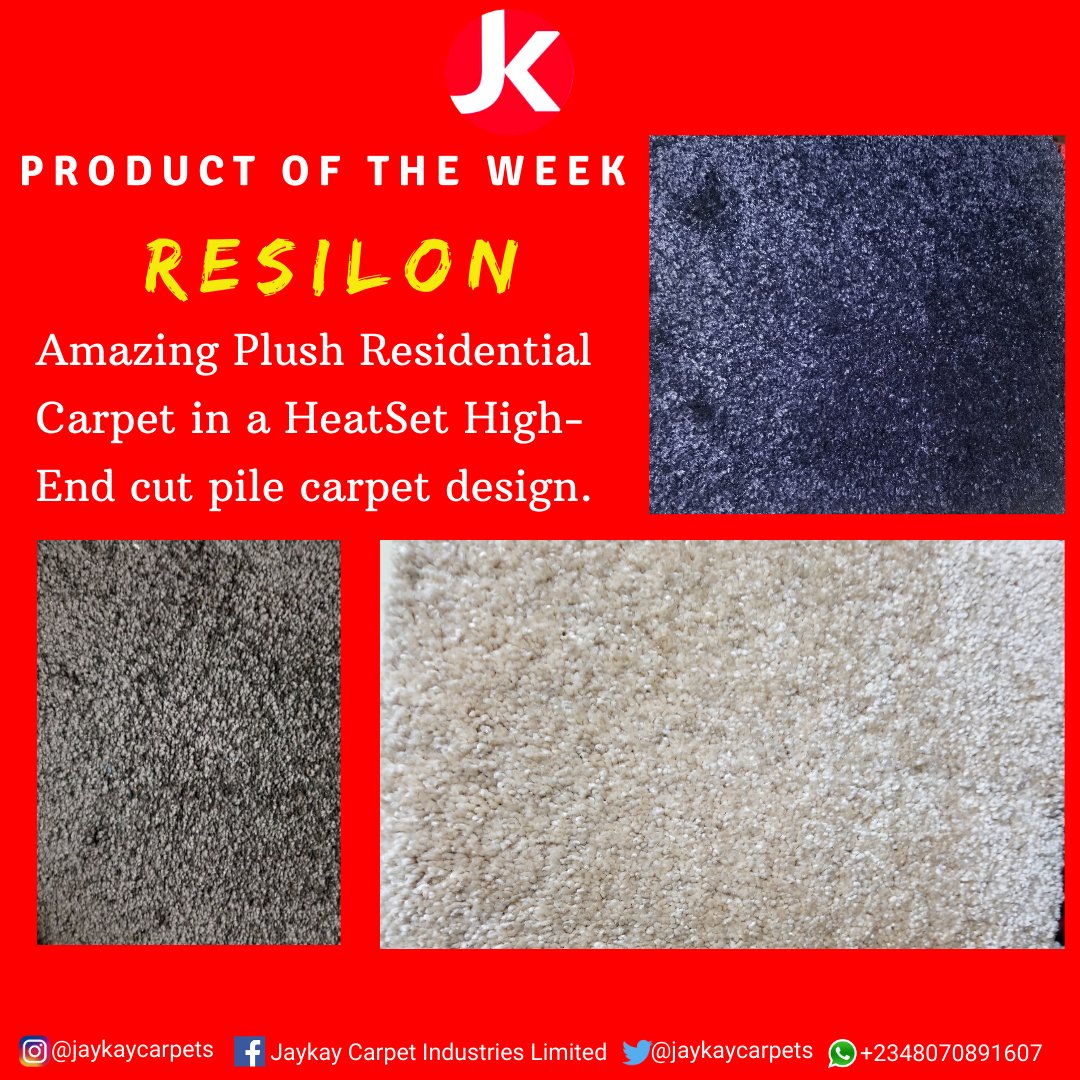 jaykaycarpets's tweet photo. Our Product of the Week is #RESILON
An elegant plush residential carpet in a heatset #Highend cut pile carpet design.
Read more at https://t.co/878nQsfvaz
#JaykayCarpets #Carpets #Rugs #interiordesign #Kano #Lagos #Abuja #Aba #Onitsha #Nigeria #decor #luxuryhomes #thursdayvibes https://t.co/xnjLqoFMVh