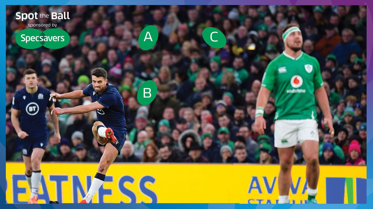 Scotlandteam's tweet photo. Spot the ball 🏉

Where do you think the ball is? Reply with A, B or C, and we will share the answer this afternoon. 

#AsOneAtHome | @Specsavers https://t.co/AxSfGwbBDy