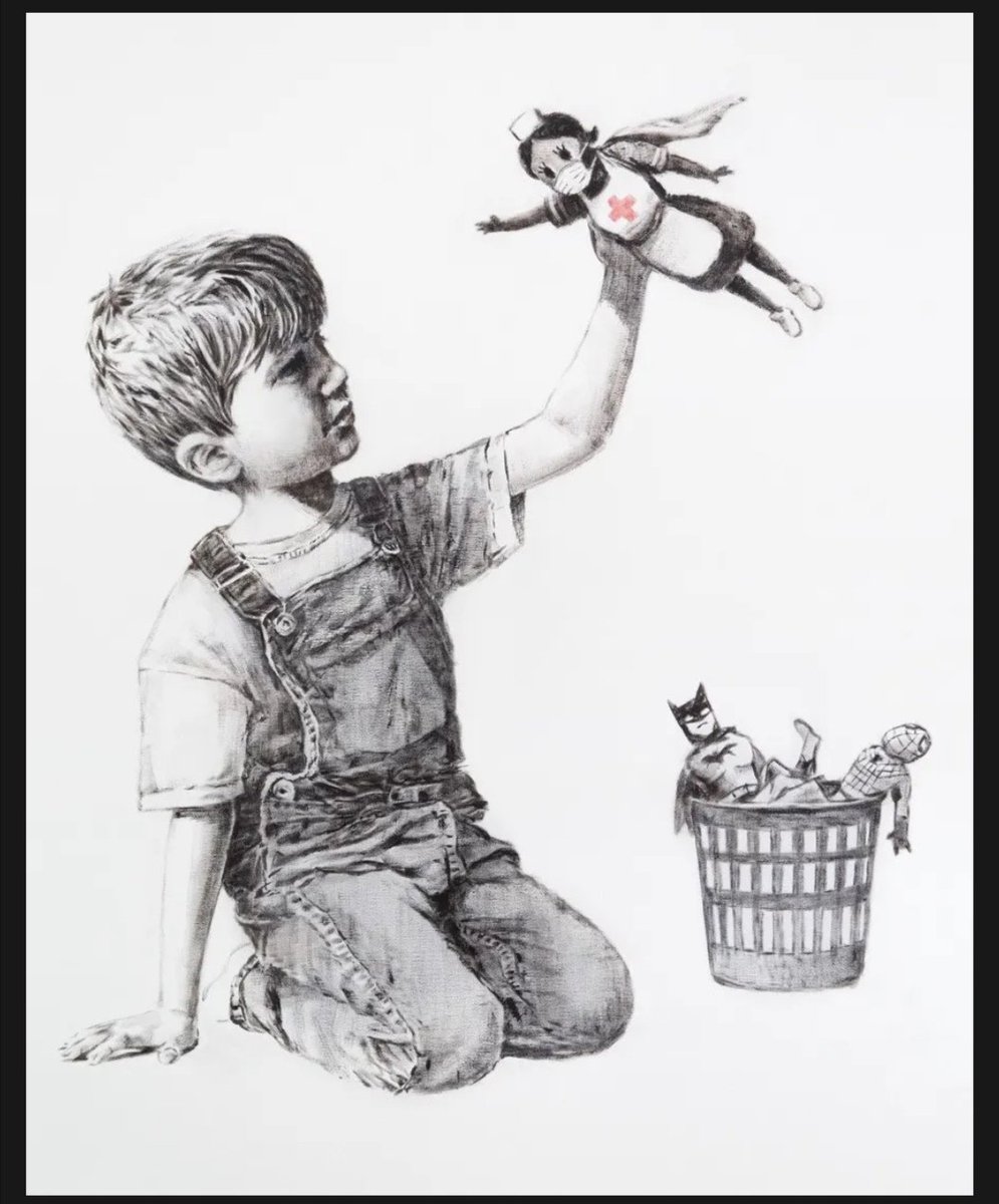 flintsbarmg's tweet photo. Banksy we salute you...

The artist left a note for hospital workers, which read: "Thanks for all you're doing. I hope this brightens the place up a bit, even if its only black and white."

Stay at home, support our super heroes... https://t.co/FkcNsnVxxH