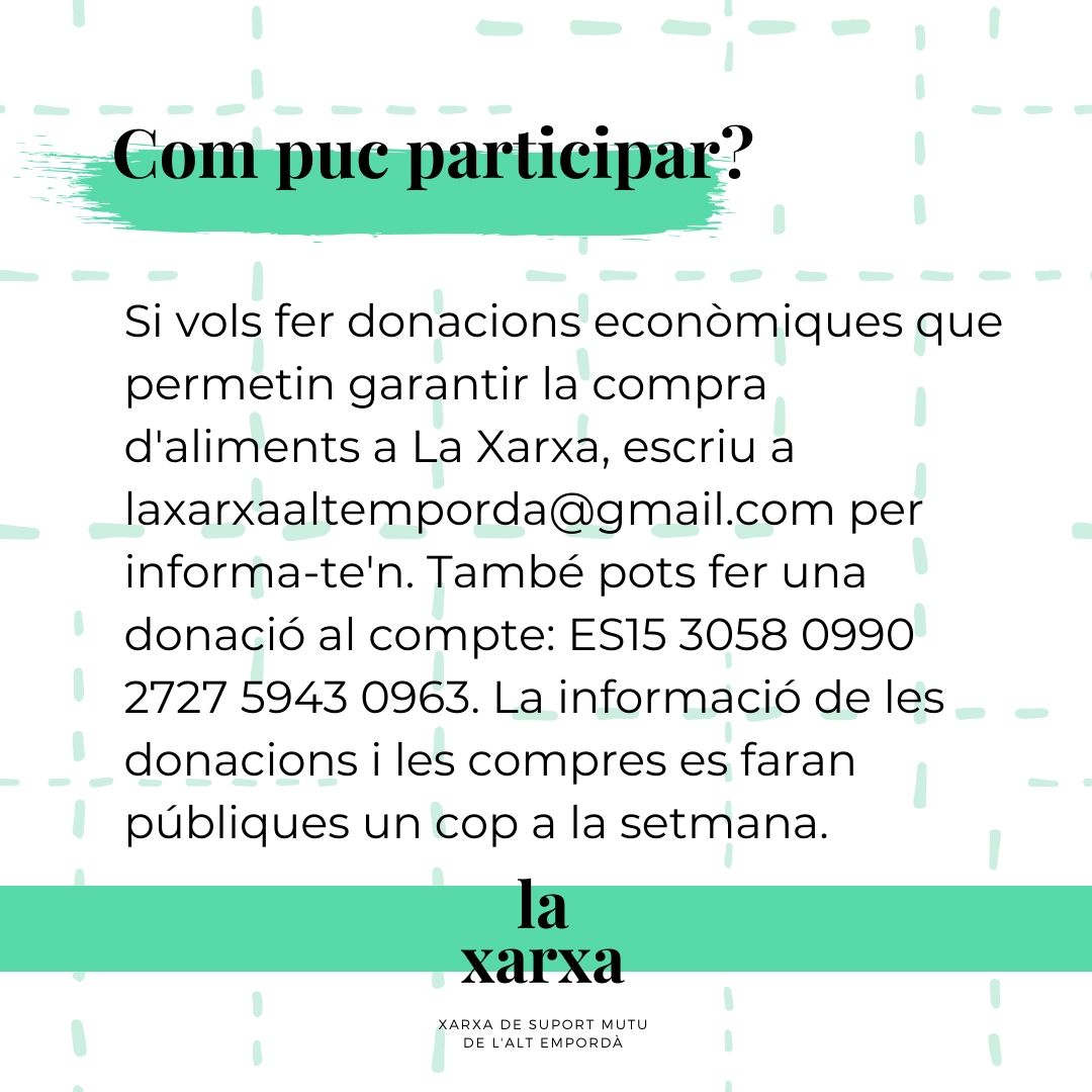 laxarxa_altemp's tweet photo. 🙋‍♀️Cada dia arriben a La Xarxa veïns i veïnes de la comarca  que no tenen garantides les necessitats bàsiques.
✊Recorda que hi ha moltes maneres de participar de La Xarxa https://t.co/nDiTYv48J7
