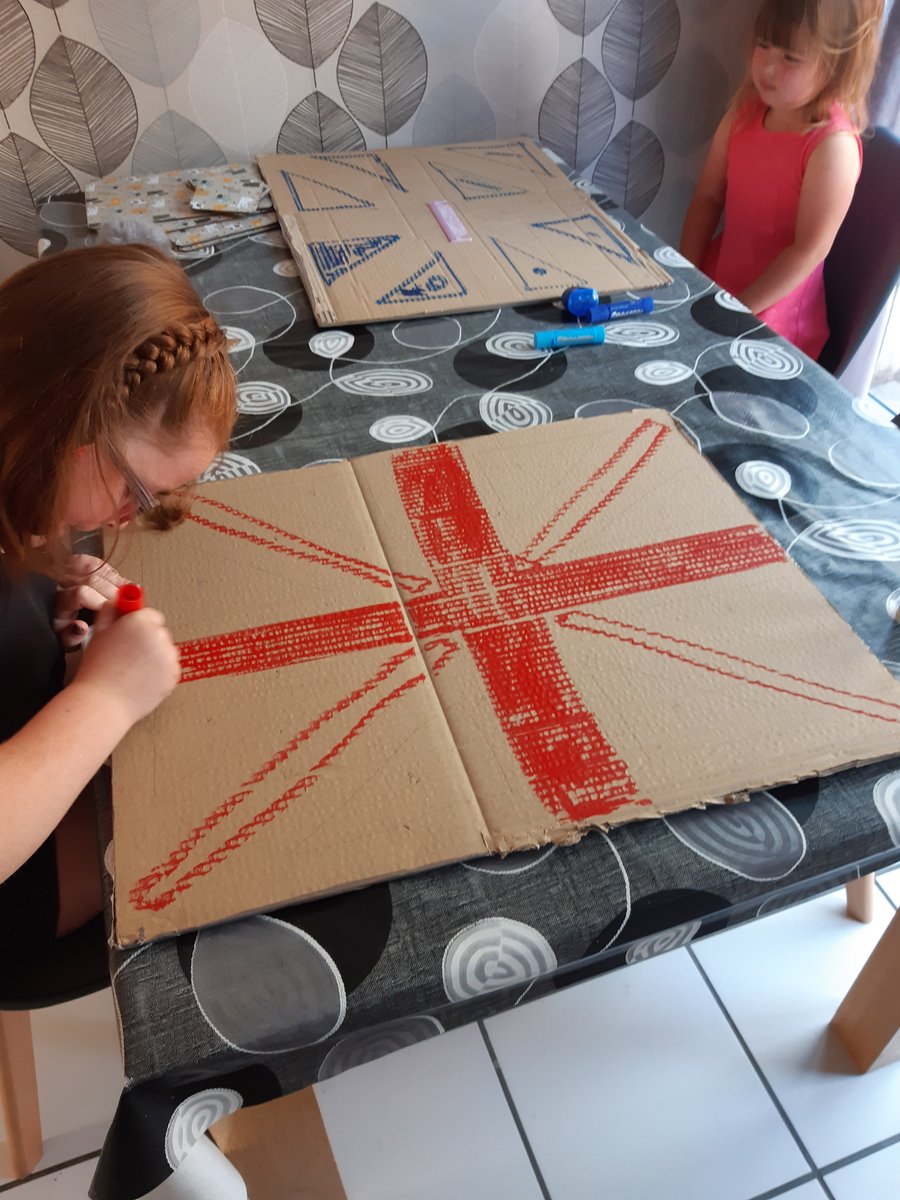 cheboshazz's tweet photo. @MoorfieldPrim homemade flags #VEDayAtHome https://t.co/4QXRnWKS2L
