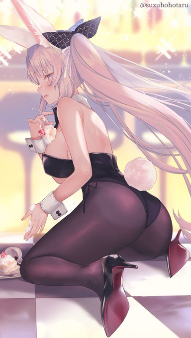 転んじゃったバニーガールな白うさぎちゃん🐇
#きょうのけもみみちゃん 