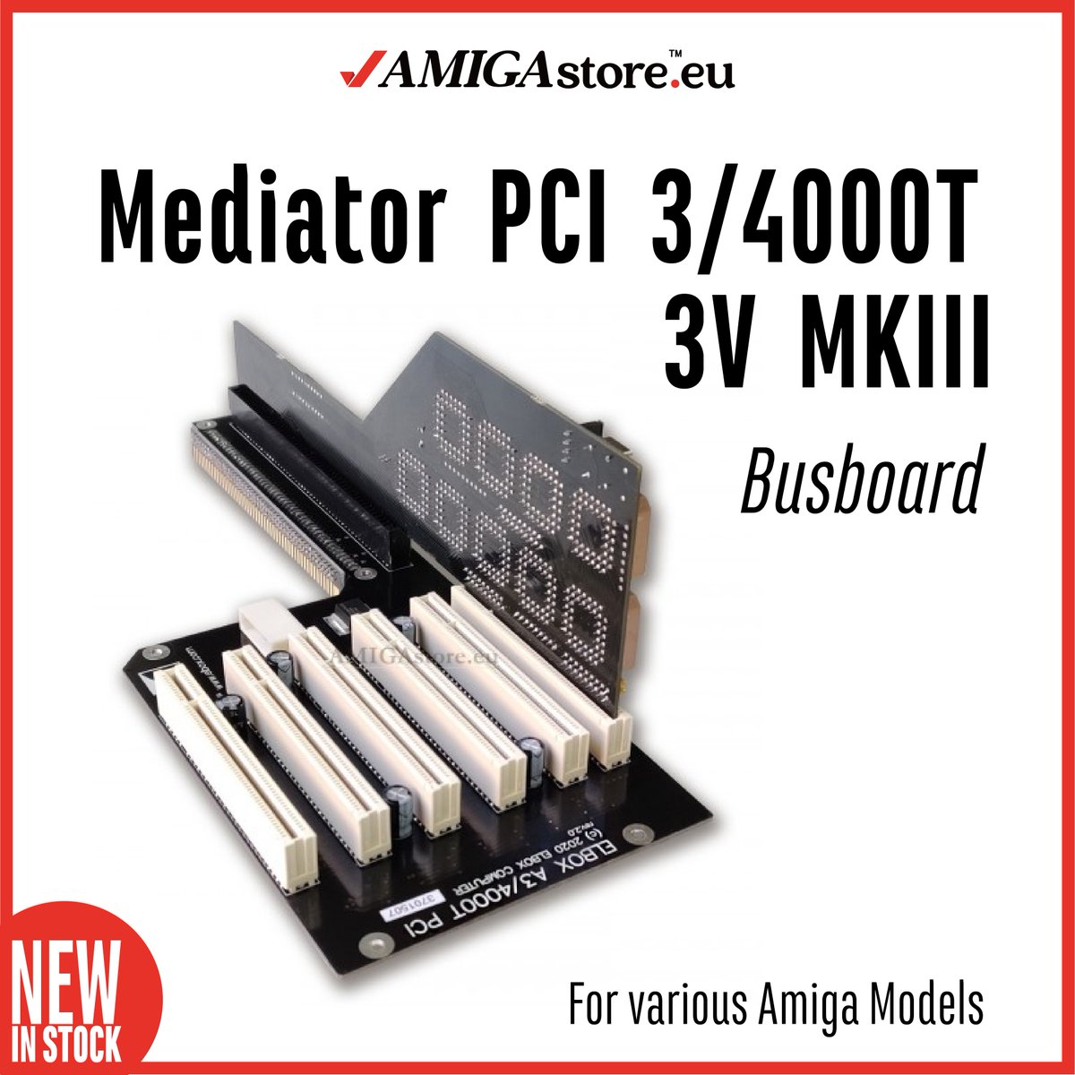 AMIGAstore's tweet photo. #Mediator PCI 3/4000T 3V #MKIII #NEW #InStock
#Busboard with 5PCI slots x various #Amiga models
Up to 250 MB of on-board #GFXmemory can be used as Amiga #SystemMemory!
#SecondChance at @AMIGAstore.eu™
https://t.co/0mrDKHyJrW
#WeContinueOperating at your trusted #AMIGA_store https://t.co/Xxpv1ajImq