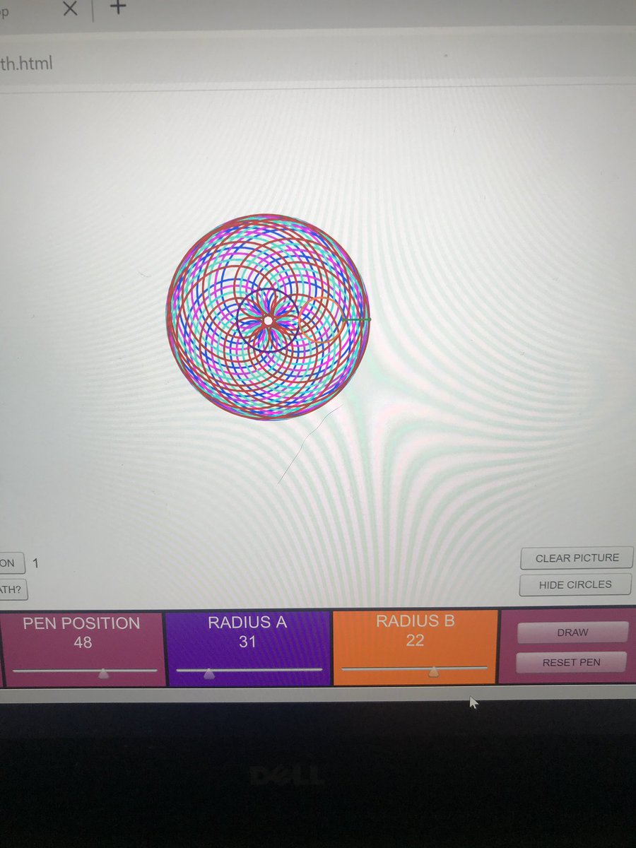 ExmouthCollege's tweet photo. Mr Tindal set a class some work using a Spirograph. Hattie Real (Year 10) produced these impressive patterns using circles.๐๐ป๐๐ป#Spirographs #maths https://t.co/6zF9EHzKuv