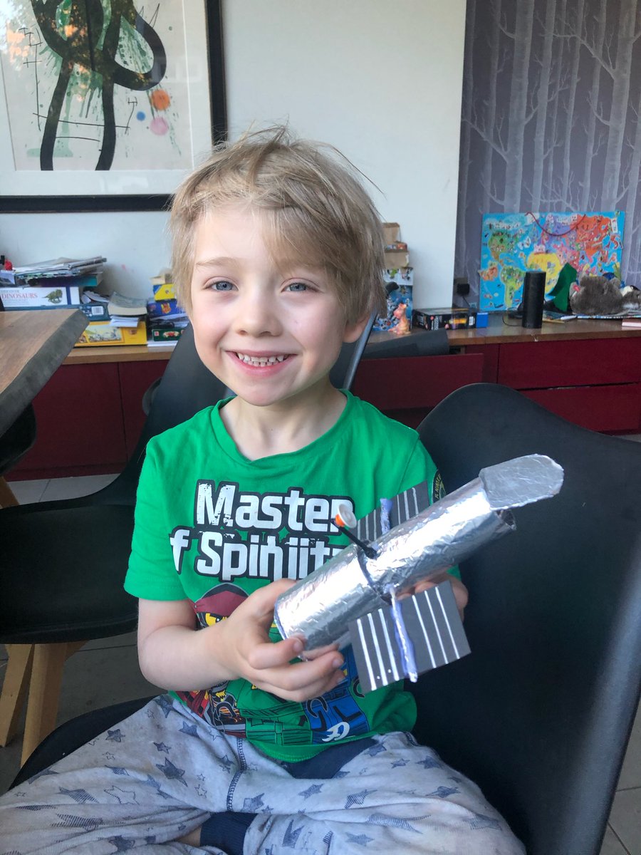 prospecths's tweet photo. Year 1 have had great fun this week making rockets, Hubble telescopes and spaceships at home! 🚀 🔭 #PHS #space #artandcraft #boxmodelling #blastoff https://t.co/D9iLXih5Ud