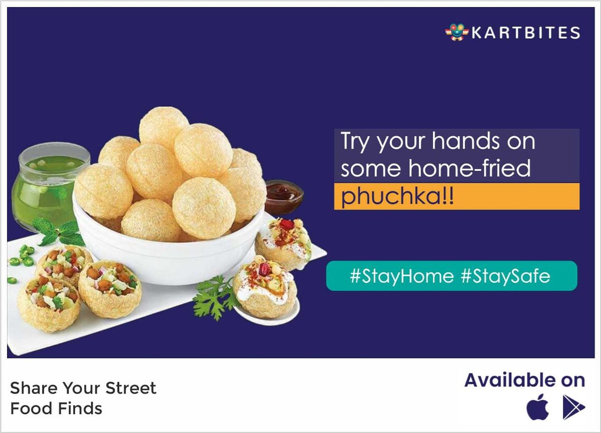 kartbites's tweet photo. Visit the link to download :
Android app: https://t.co/B0ihHGix9l⠀
iOS app: https://t.co/SVAttlhogZ⠀

Let's try some homemade #puchka amidst this #lockdown! Stay home, save lives!!😃 https://t.co/Ioqcj0pUo2⠀
⠀
#kartbites #fightagainstcorona #puchka #streetfood #covoid19 https://t.co/fd2SgE6imV