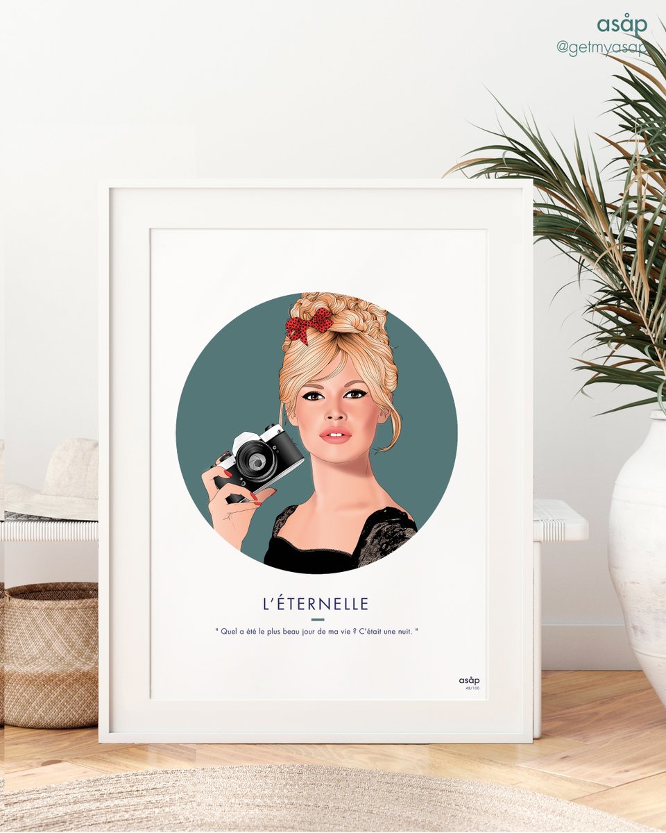 getmyasap's tweet photo. 🕊🌷 L’ÉTERNELLE

Nouvelle édition limitée disponible sur notre site 👉🏼https://t.co/MHpj1WotCd 💋

Découvrez notre réinterprétation de la plus grande figure féminine des années 1950 et 1960 : Brigitte Bardot ! 🌸

#getmyasap #brigittebardot #illustrationoftheday #editionlimitee https://t.co/fE7lEywh2E