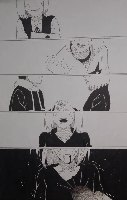 今日久しぶりにNARUTO -ナルト-の漫画を手にとって、それがちょうどオビトのところだったのですよ。で、描きたくなったはいいけど描きながら泣きそうになるし、気分落ち込むし…でも頑張った。2枚目は過去絵です。

#NARUTO絵描きさんと繋がりたい #芸術同盟 #イオフィエル #NARUTO  #うちはオビト 