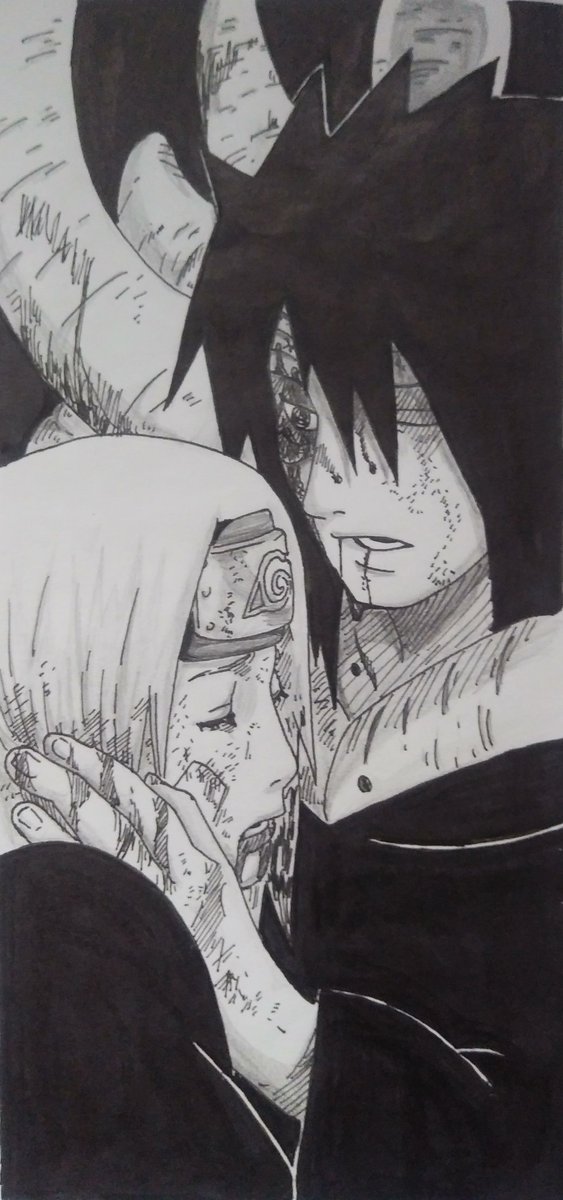 今日久しぶりにNARUTO -ナルト-の漫画を手にとって、それがちょうどオビトのところだったのですよ。で、描きたくなったはいいけど描きながら泣きそうになるし、気分落ち込むし…でも頑張った。2枚目は過去絵です。

#NARUTO絵描きさんと繋がりたい #芸術同盟 #イオフィエル #NARUTO  #うちはオビト 