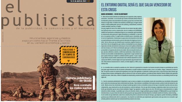 agenciabloody's tweet photo. Felicidades @elpublicistacom por el especial COVID19. Una época incierta que incrementa la creatividad de un sector publicitario que nunca antes se había enfrentado a una situación similar. Un placer aportar nuestra visión de la mano de María Hernández, CEO de #AgenciaBloodyMary https://t.co/XhoUeKg0XF